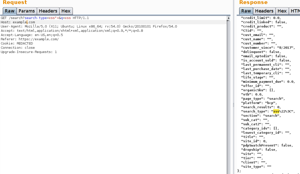 Reflected XSS no parameter 2nd example 1